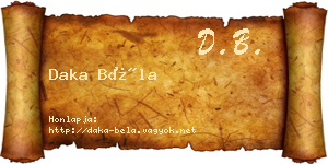 Daka Béla névjegykártya