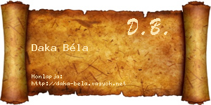 Daka Béla névjegykártya